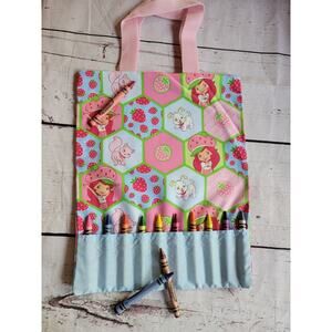 strawberry shortcake Crayon Holder Coloring Tote Bag Handmade kids travel bag
